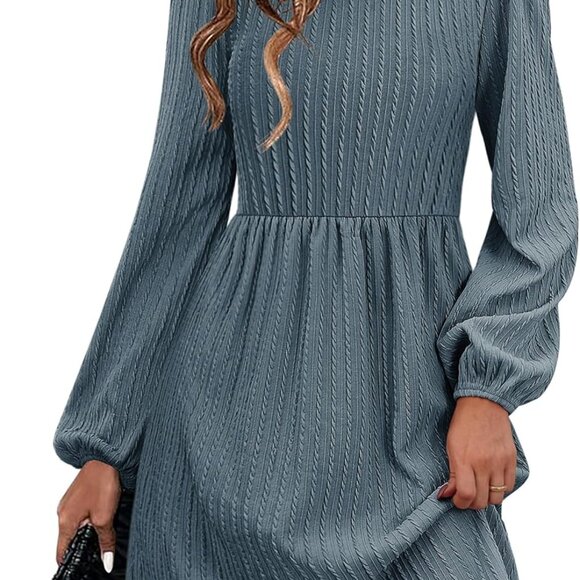 Women's Fall Sweater Dresses with Pockets Crew Neck Long Sleeve A-Line Dresses f - Picture 1 of 5